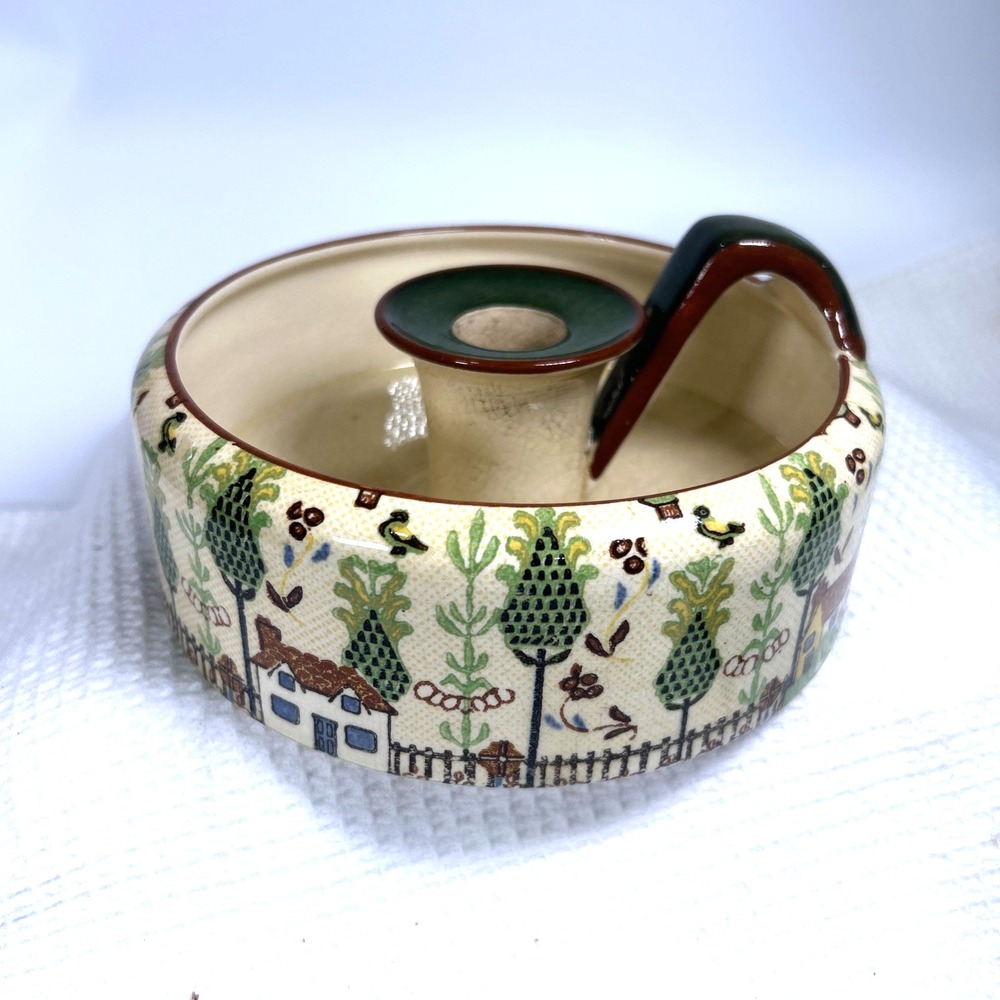 Royal Doulton Chamberstick Candle Holder Sampler Pattern 1933 Vintage